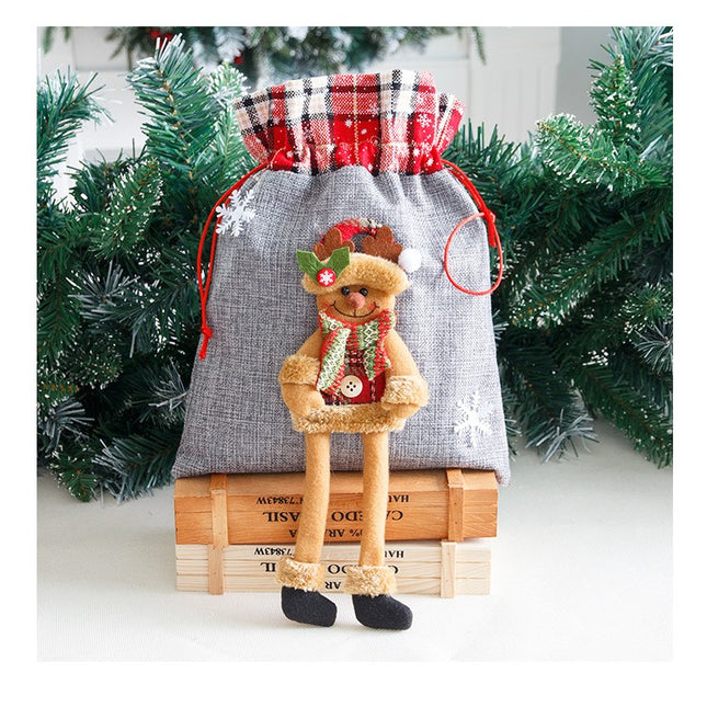 Sac din textil pentru cadouri de Craciun, Model Ren