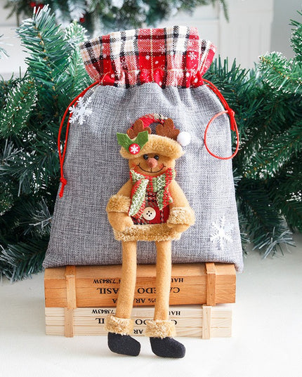 Sac din textil pentru cadouri de Craciun, Model Ren