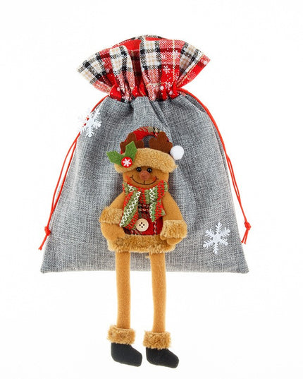 Sac din textil pentru cadouri de Craciun, Model Ren