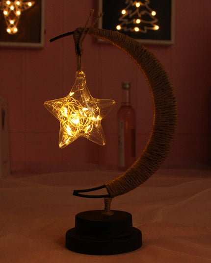 Lampa veghe semi-luna cu stea din sticla, led