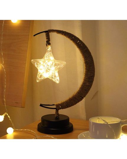 Lampa veghe semi-luna cu stea din sticla, led