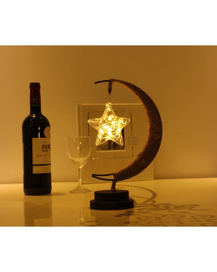 Lampa veghe semi-luna cu stea din sticla, led