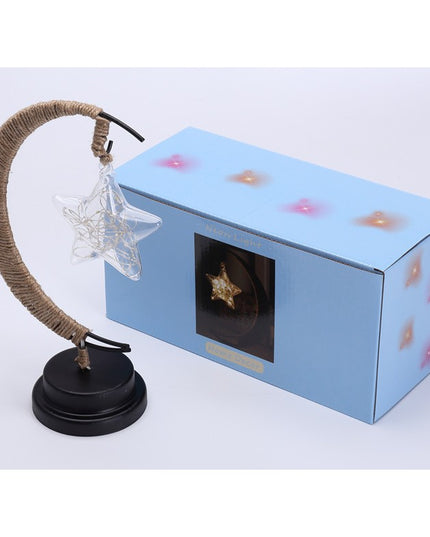 Lampa veghe semi-luna cu stea din sticla, led