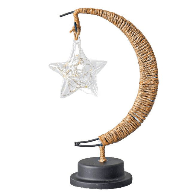 Lampa veghe semi-luna cu stea din sticla, led