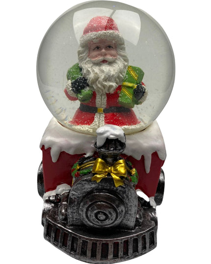 Decoratiune muzicala glob cu zapada, Mos Craciun pe tren