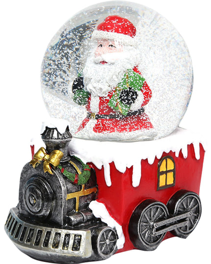 Decoratiune muzicala glob cu zapada, Mos Craciun pe tren