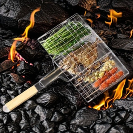 Gratar pentru Peste si Carne, Suprafata Utila , Otel Inoxidabil, cu Maner, Portabil