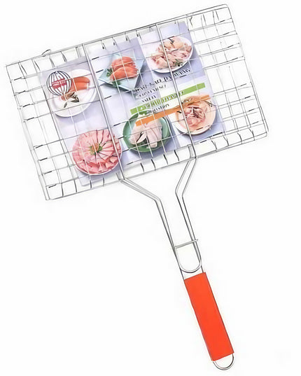 Gratar pentru Peste si Carne, Suprafata Utila , Otel Inoxidabil, cu Maner, Portabil