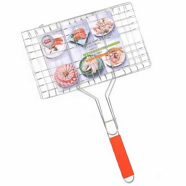 Gratar pentru Peste si Carne, Suprafata Utila , Otel Inoxidabil, cu Maner, Portabil