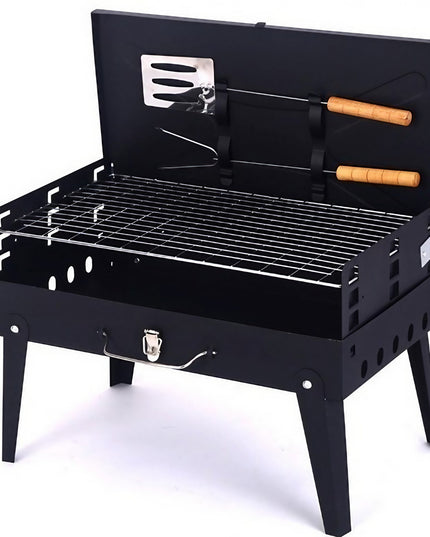 Gratar Portabil, Pliabil, Tip Servieta, cu Accesorii pentru Gatit Incluse, Confectionat din Metal