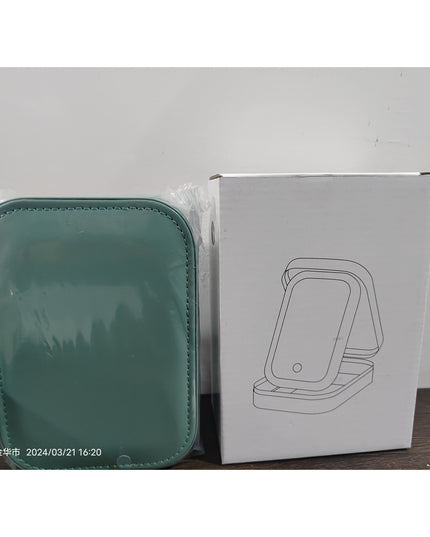 Portfard, Geanta Cosmetice, cu Oglinda LED, 3 Moduri de Lumina, Incarcare USB, Baterie 1200 mAh, pentru Organizarea Cosmeticelor, 4 Compartimente, Imitatie Piele,16.5x11.5x6 cm