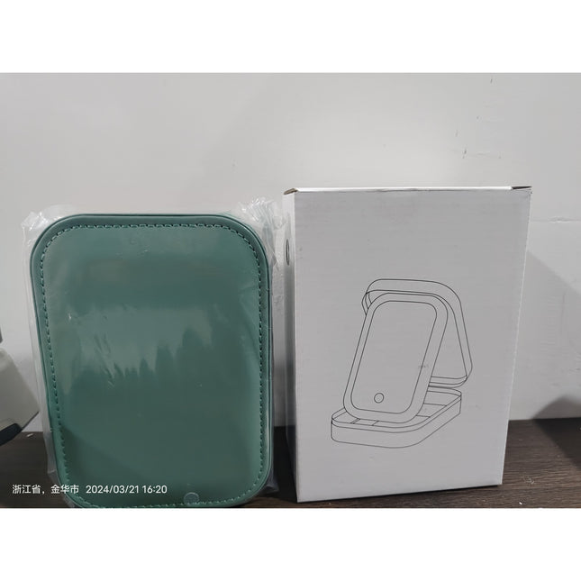 Portfard, Geanta Cosmetice, cu Oglinda LED, 3 Moduri de Lumina, Incarcare USB, Baterie 1200 mAh, pentru Organizarea Cosmeticelor, 4 Compartimente, Imitatie Piele,16.5x11.5x6 cm