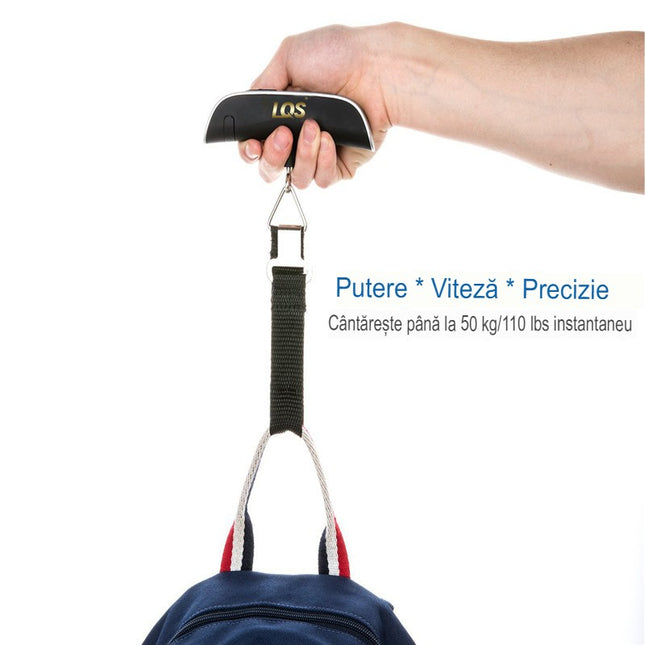 Cantar Digital de Mana Curea, Cantar Portabil, Cantarire Bagaje, Capacitate 50 kg, Functie de Tara