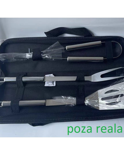 3 Ustensile pentru Gratar, din Otel Inoxidabil, Geanta Oxford