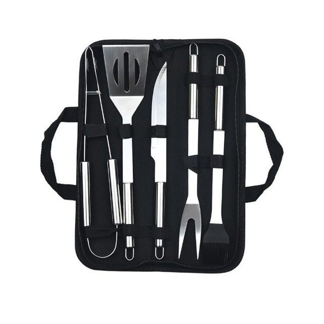 5 Ustensile pentru Gratar, din Otel Inoxidabil, Geanta Oxford