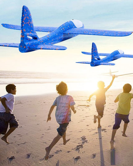 Avion planor din polistiren in punga , lungime 47 cm ,