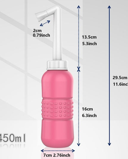 Bideu Portabil pentru Igiena Intima, pentru Postpartum/ Postoperator, 450 mL, cu Capac si Husa Galbena,Culoare Recipient