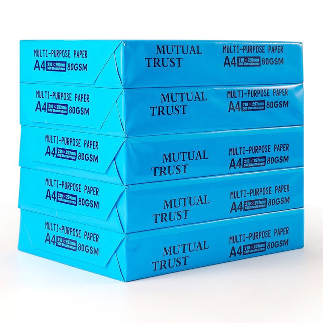 Hartie Copiator A4 Mutual Trust, 80 g/mp, 5 topuri x 500 coli/top (2500 coli), 210 x 297 mm, Hartie Multifunctionala pentru Imprimanta si Copiator, Hartie Universala pentru Birou