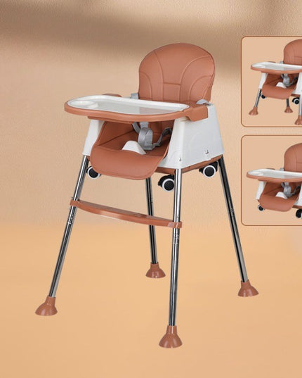 Scaun de Masa Pliabil 3in1, Reglabil, Multifunctional, 3 Pozitii, Masuta si Husa Detasabile, Roti, Centura de Siguranta, Ajustare Inaltime