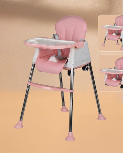 Scaun de Masa Pliabil 3in1, Reglabil, Multifunctional, 3 Pozitii, Masuta si Husa Detasabile, Roti, Centura de Siguranta, Ajustare Inaltime