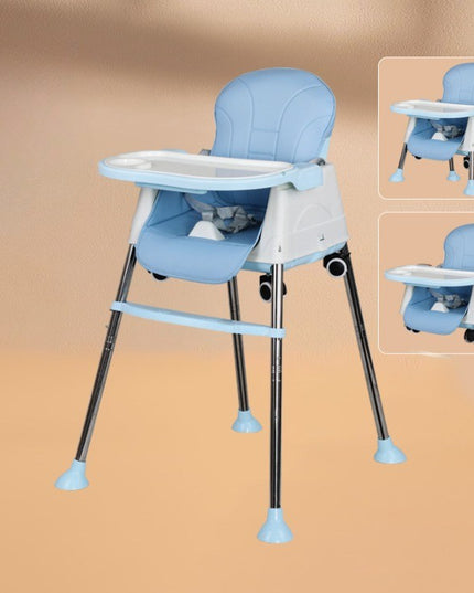 Scaun de Masa Pliabil 3in1, Reglabil, Multifunctional, 3 Pozitii, Masuta si Husa Detasabile, Roti, Centura de Siguranta, Ajustare Inaltime