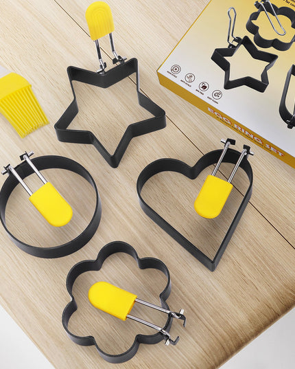 4 forme pentru ou din otel, strat antiaderent, diametru , cu maner din ABS