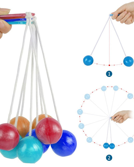 Jucarie interactiva cu bile, Clackers ball, antistres, Visiniu, 40 mm