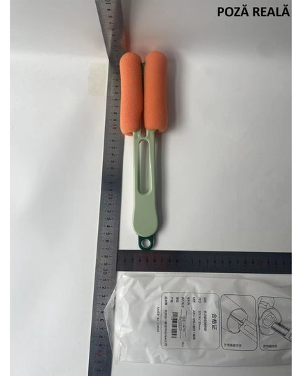 Perie de Curatat Pahare, Cani, Sticle, cu Maner Lung si Burete, Accesorii pentru Spalarea Paielor si Capacelor, usor de Agatat, 27.5x11.4x6cm