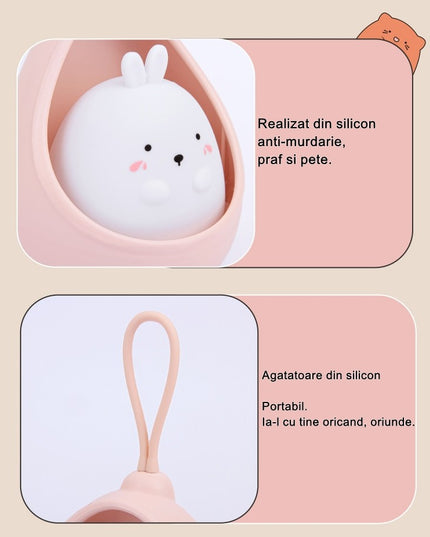 Lampa de veghe portabila cu 2 moduri de functionare silicon non-toxic, reincarcabila USB, senzor miscare