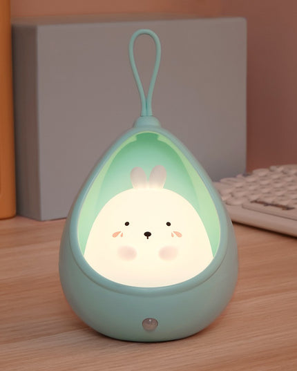 Lampa de veghe portabila cu 2 moduri de functionare silicon non-toxic, reincarcabila USB, senzor miscare,iepuras