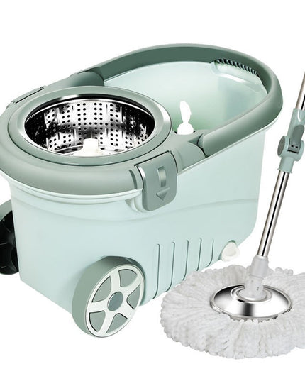 mop rotativ cu galeata material plastic si microfibra, o rezerva inclusa, rezistent, cu dop scurgere, vas detasabil, orificiu pentru solutie, pentru interior, capacitate 8 l