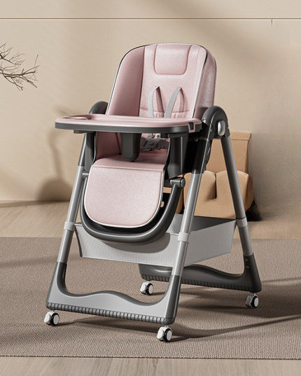 Scaun de Masa pentru Bebelusi si Copii, 2 Tavite si Husa Detasabile, Multifuncțional, Stabil, Centura de Siguranta, Inaltime Ajustabila, Spatar Reglabil Moale, Cos de Depozitare, 100x50x80cm, de la 6 Luni