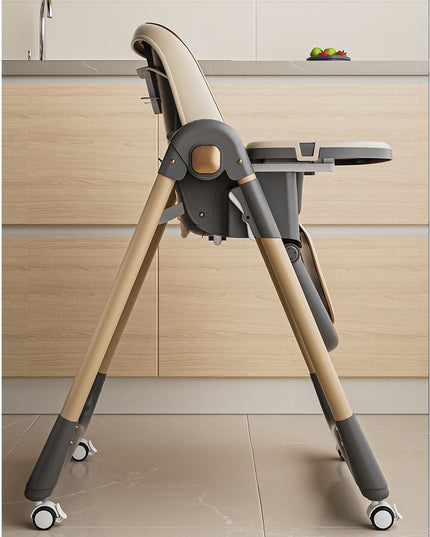 Scaun de Masa pentru Bebelusi si Copii, 2 Tavite si Husa Detasabile, Multifuncțional, Stabil, Centura de Siguranta, Inaltime Ajustabila, Spatar Reglabil Moale, Cos de Depozitare, 100x50x80cm, de la 6 Luni