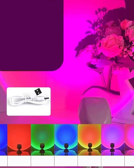 Lampa led cu proiectie apus de soare robotel cu cap magnetic, inaltime , pentru dormitor, camera zi, conectare pe USB, rotire 360 grade