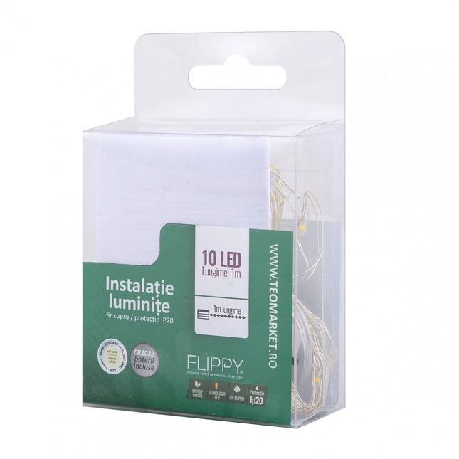 Instalatie Craciun, Liniara,Baterii, 10 LED-uri