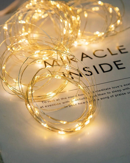 Instalatie de Craciun, Decoratiune de Craciun, 100 Beculete LED, cu Baterii si Telecomanda, cu 8 Functii, Lungime