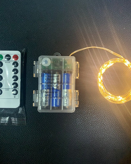 Instalatie de Craciun, Decoratiune de Craciun, 100 Beculete LED, cu Baterii si Telecomanda, cu 8 Functii, Lungime