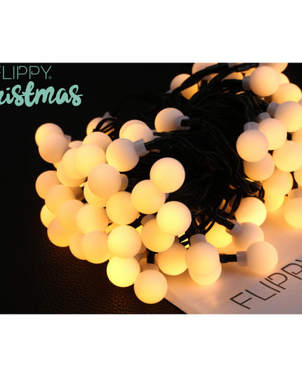 Instalatie Craciun, 12 metri, 100 de LED-uri cu ornament tip Bulb, 8 jocuri de lumini