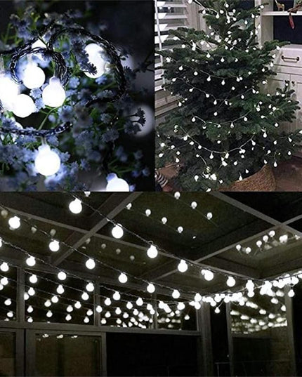 Instalatie Craciun, 12 metri, 100 de LED-uri cu ornament tip Bulb, 8 jocuri de lumini