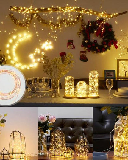 Instalatie de Craciun, Decoratiune de Craciun, 200 Beculete LED, cu Baterii si Telecomanda, cu 8 Functii, Lungime