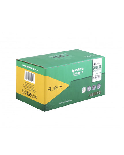 Instalatie Craciun, 22 metri, 200 de LED-uri cu ornament tip Bulb, 8 jocuri de lumini