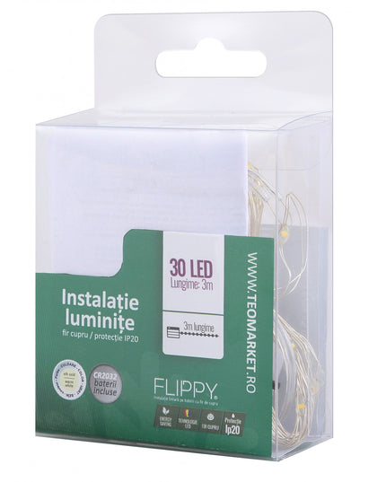 Instalatie Craciun, Liniara,Baterii, 30 LED-uri