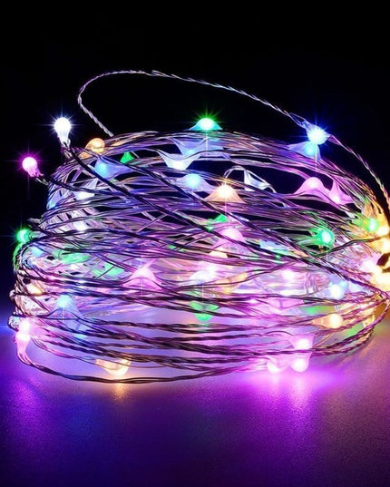 Instalatie de Craciun, Decoratiune de Craciun, 50 Beculete LED, cu Baterii si Telecomanda, cu 8 Functii, Lungime