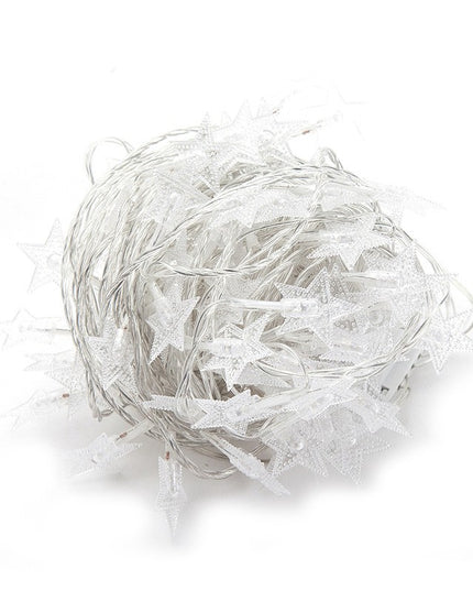 Instalatie Craciun cu baterii, 10 metri, 80 LED-uri tip Stea, fir