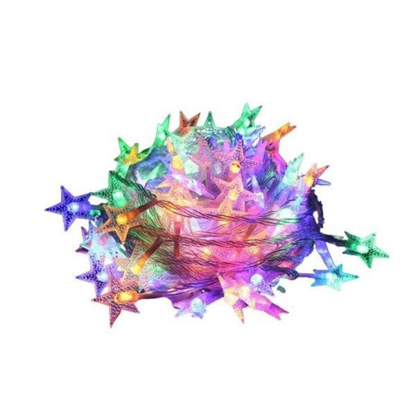 Instalatie Craciun cu baterii, 10 metri, 80 LED-uri tip Stea, fir