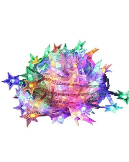 Instalatie Craciun cu baterii, 10 metri, 80 LED-uri tip Stea, fir