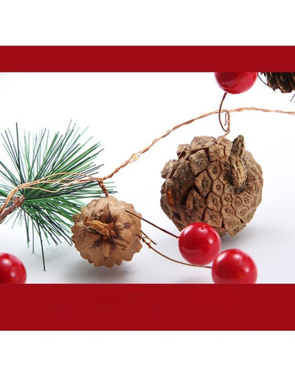 Instalatie Craciun cu baterii, 2 metri, 20 LED-uri tip Ace, conuri de pin si clopotei