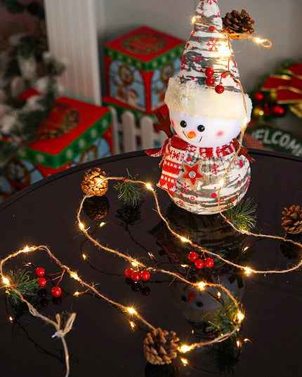 Instalatie Craciun cu baterii, 2 metri, 20 LED-uri tip ace si conuri de pin simple