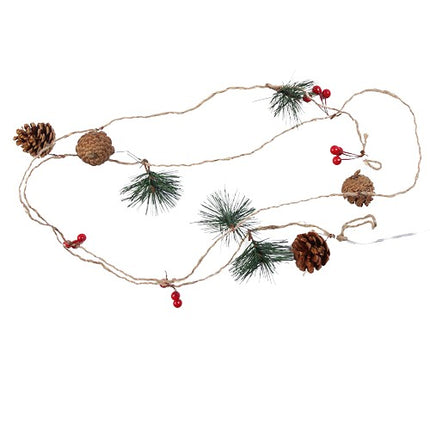 Instalatie Craciun cu baterii, 2 metri, 20 LED-uri tip ace si conuri de pin simple