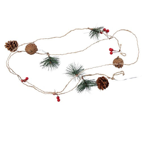 Instalatie Craciun cu baterii, 2 metri, 20 LED-uri tip ace si conuri de pin simple